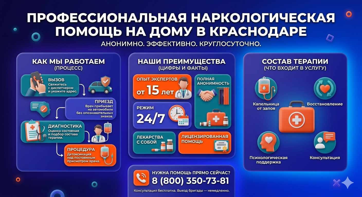 Инфографика о принципах лечения алкоголизма на дому в Суоярви: этапы вызова нарколога, преимущества анонимной детоксикации и состав медицинской помощи.